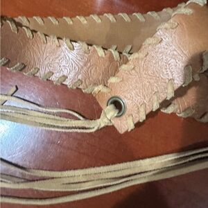 Tan Leather Fringe Belt